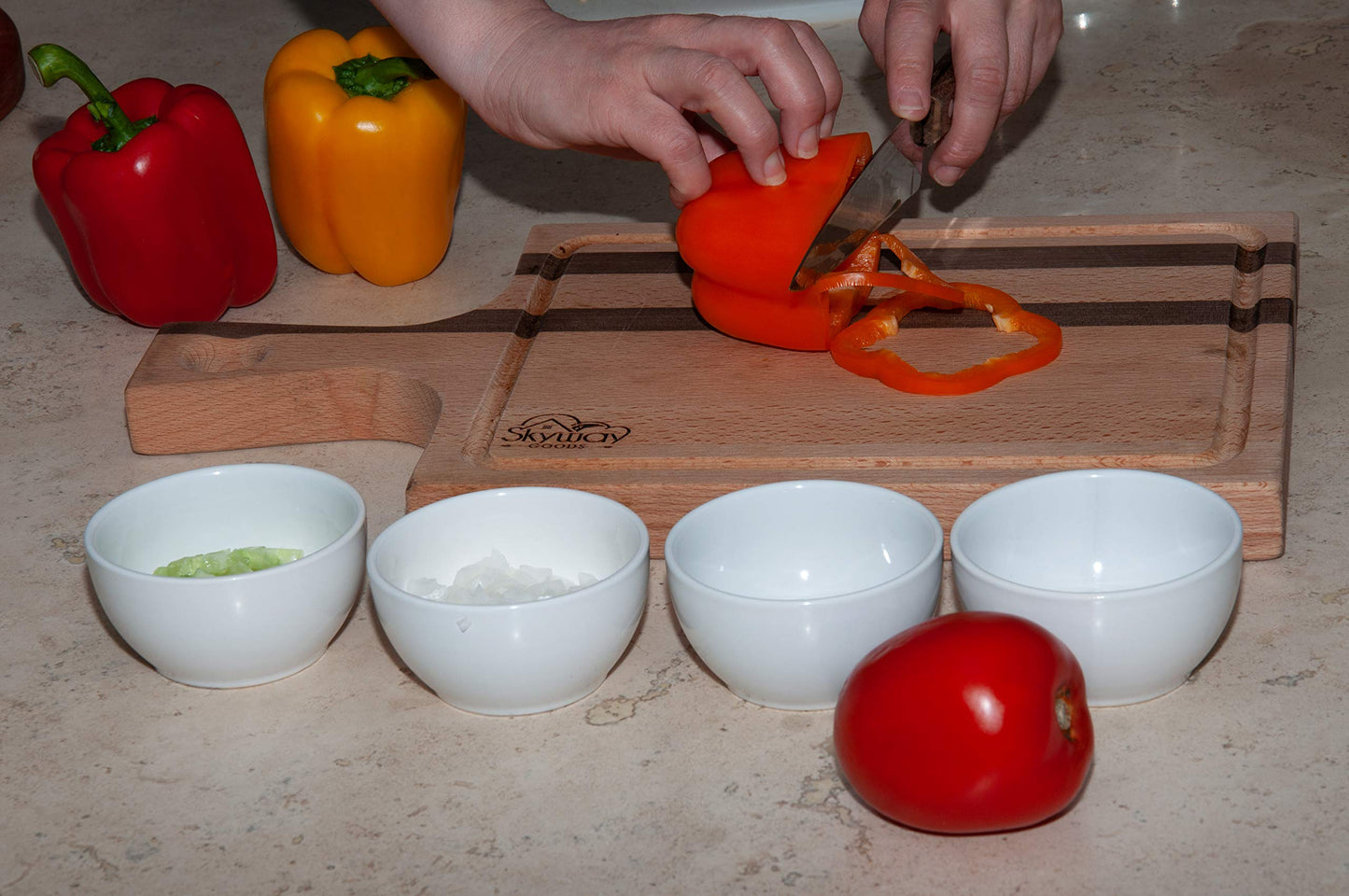 Sharpening Stone - Double Grit knife sharpener - 1000/6000 with angle base and bamboo base by Skyway Goods