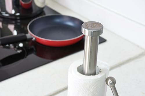 Skyway Goods - Stainless Steel Paper Towel Stand with Marble Base and Weighted Anti-Slip, Space-Saving Sleek Kitchen Countertop Towel Holder