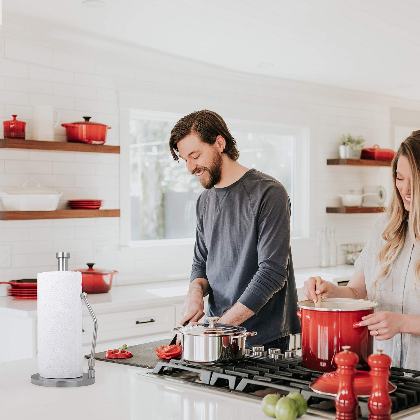 Stainless Steel Kitchen Roll Holder with Tension Arm