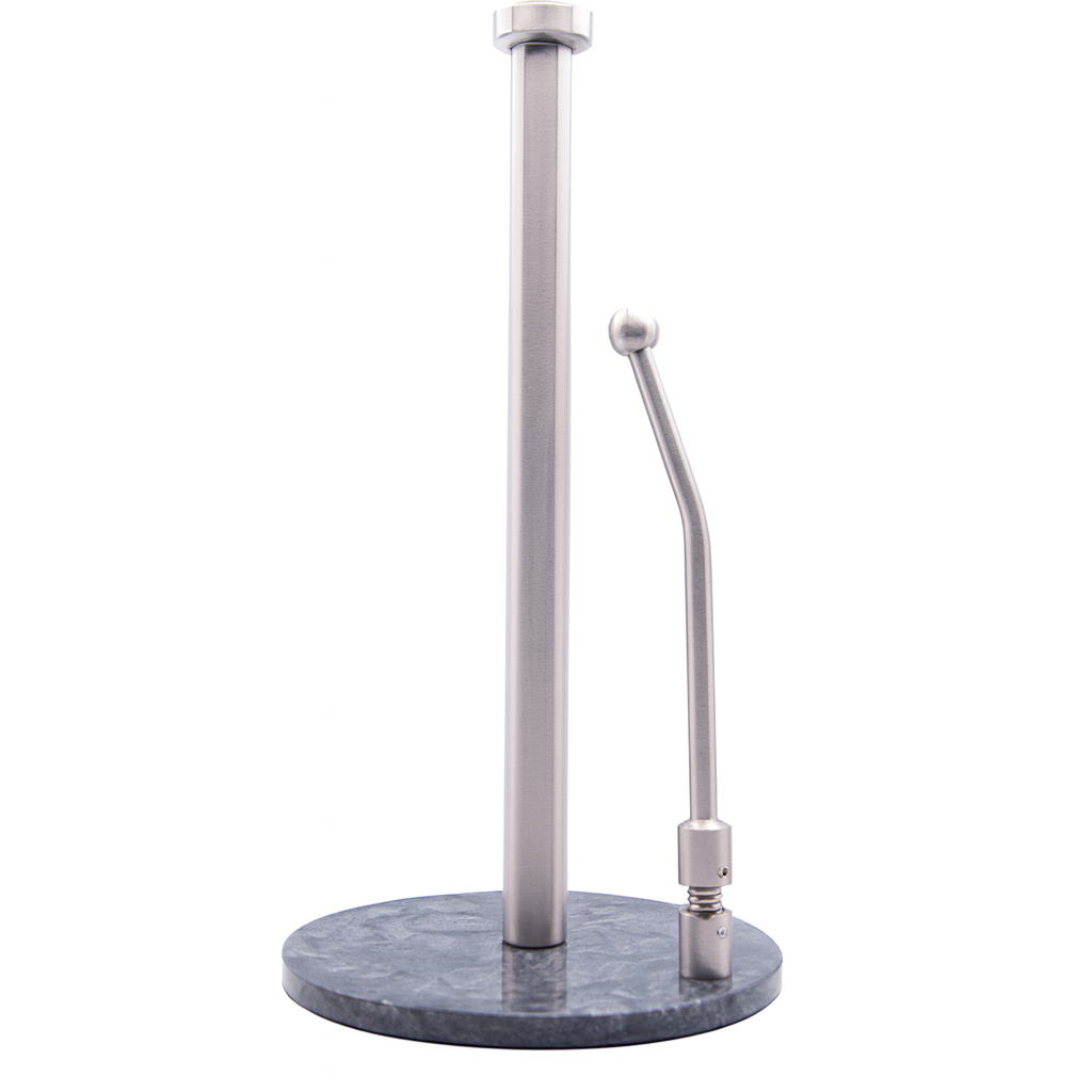 Skyway Goods - Stainless Steel Paper Towel Stand with Marble Base and Weighted Anti-Slip, Space-Saving Sleek Kitchen Countertop Towel Holder