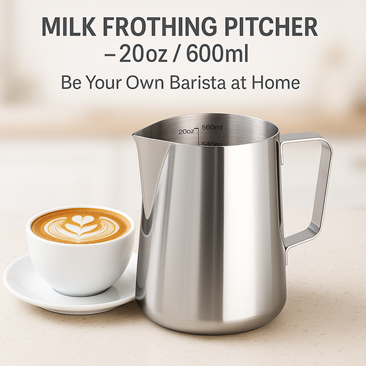 Milk Frothing Pitcher – 20oz / 600ml Stainless Steel Latte Art Pitcher with Measurements