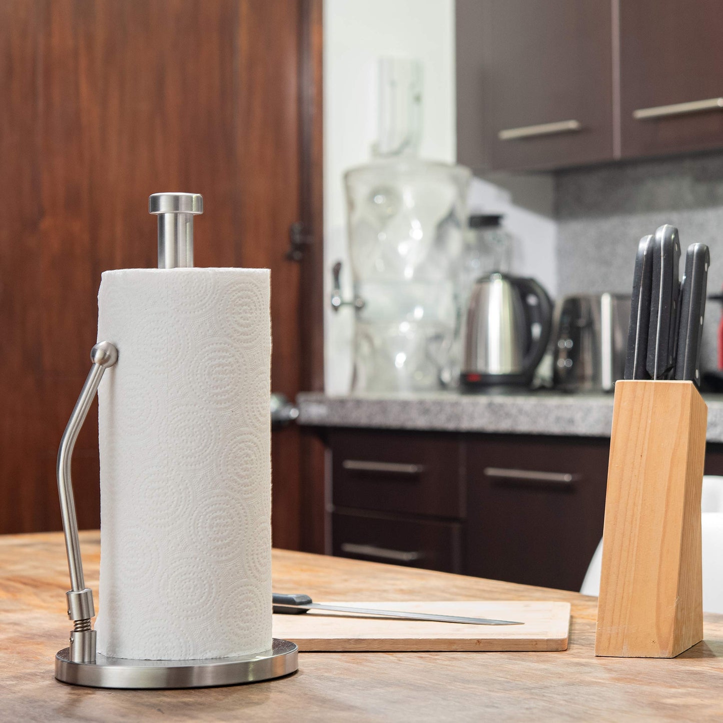 Stainless Steel Kitchen Roll Holder with Tension Arm