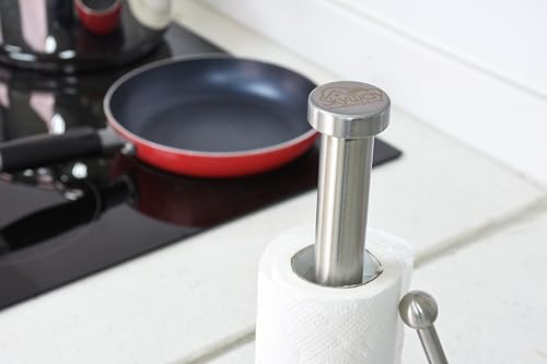 Skyway Goods - Stainless Steel Paper Towel Stand with Marble Base and Weighted Anti-Slip, Space-Saving Sleek Kitchen Countertop Towel Holder