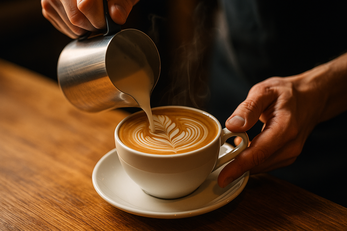 Milk pitcher art coffee creatin