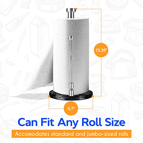 Skyway Goods - Stainless Steel Paper Towel Holder, Paper Towel Stand with Weighted Anti-Slip Base, Sleek Kitchen Countertop Paper Towel Holder, Space-Saving Paper Towel Holder
